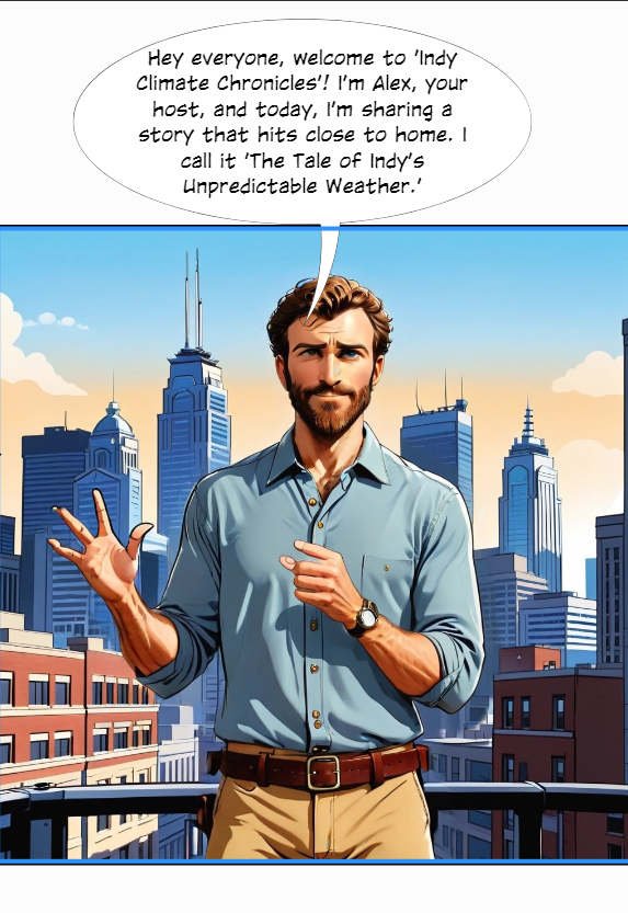 Comic Panel 1: Introduction to Indianapolis Climate Story